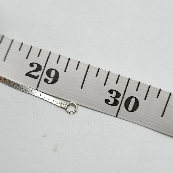 Sterling Silver Italian Herringbone Chain Necklace 29.5" Vintage (G) - Picture 6 of 6